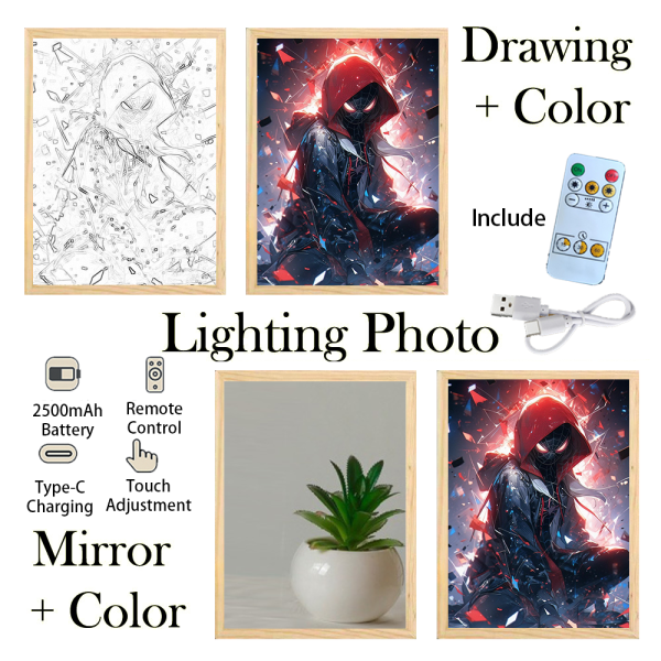 Customized Light Painting | A4 | Mirror Style or Line Art Style | Rechargeable | 3 Light Modes - Image 5