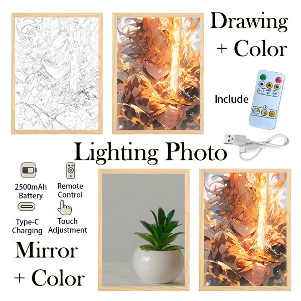 Customized Light Painting | A4 | Mirror Style or Line Art Style | Rechargeable | 3 Light Modes - Image 6