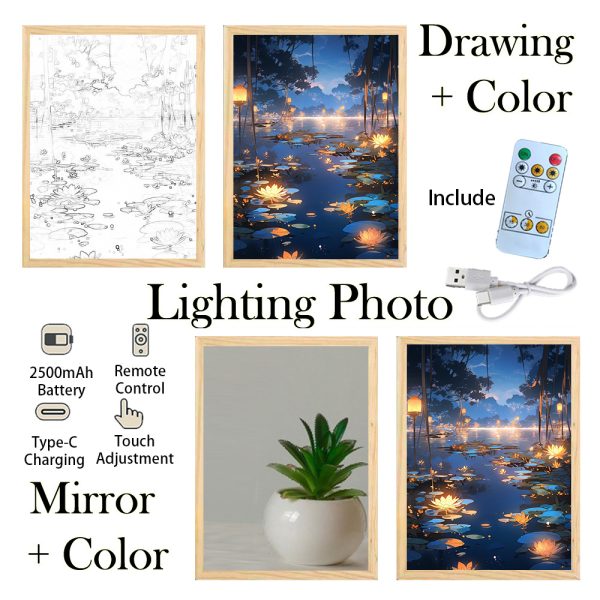 Customized Light Painting | A4 | Mirror Style or Line Art Style | Rechargeable | 3 Light Modes - Image 2